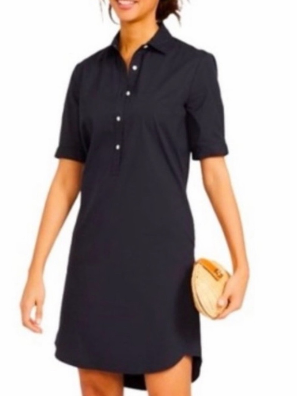 Classic Black Polo Midi Dress — Brand Not Visible